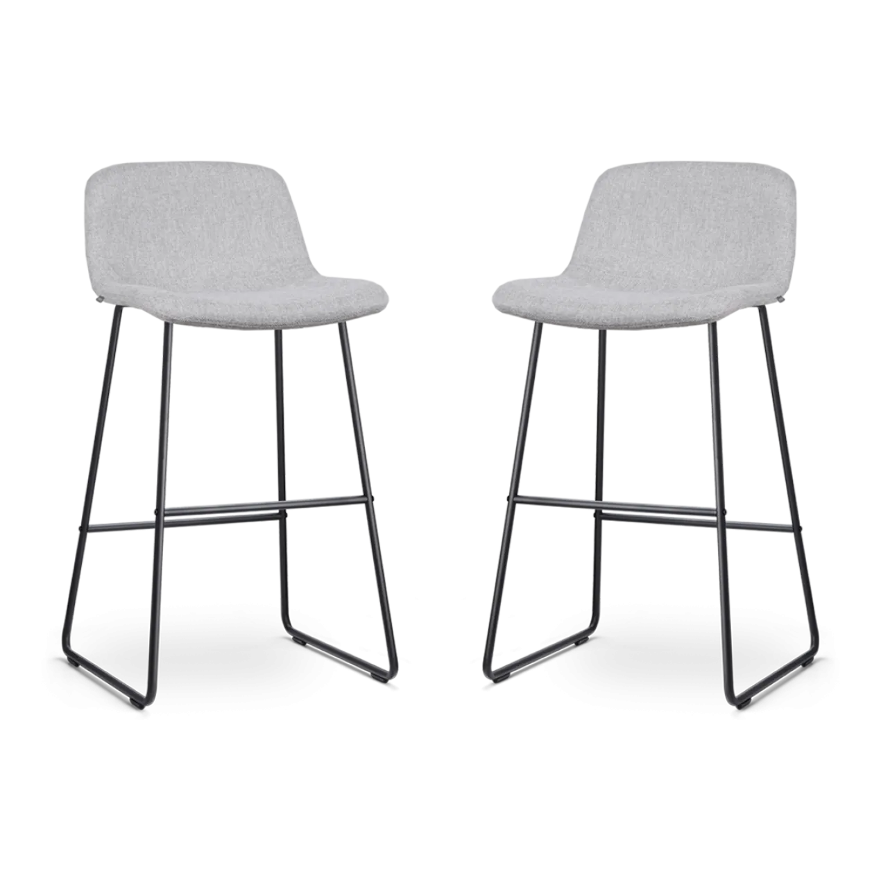 Barkruk Nino-Mats lichtgrijs - zwart - 75 cm - set van 2
