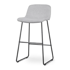 Barkruk Nino-Mats lichtgrijs - zwart onderstel - 75 cm