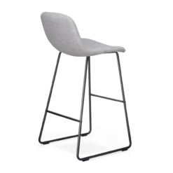 Barkruk Nino-Mats lichtgrijs - zwart onderstel - 75 cm
