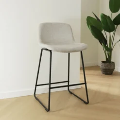 Barkruk Nino-Mats lichtgrijs - zwart onderstel - 65 cm