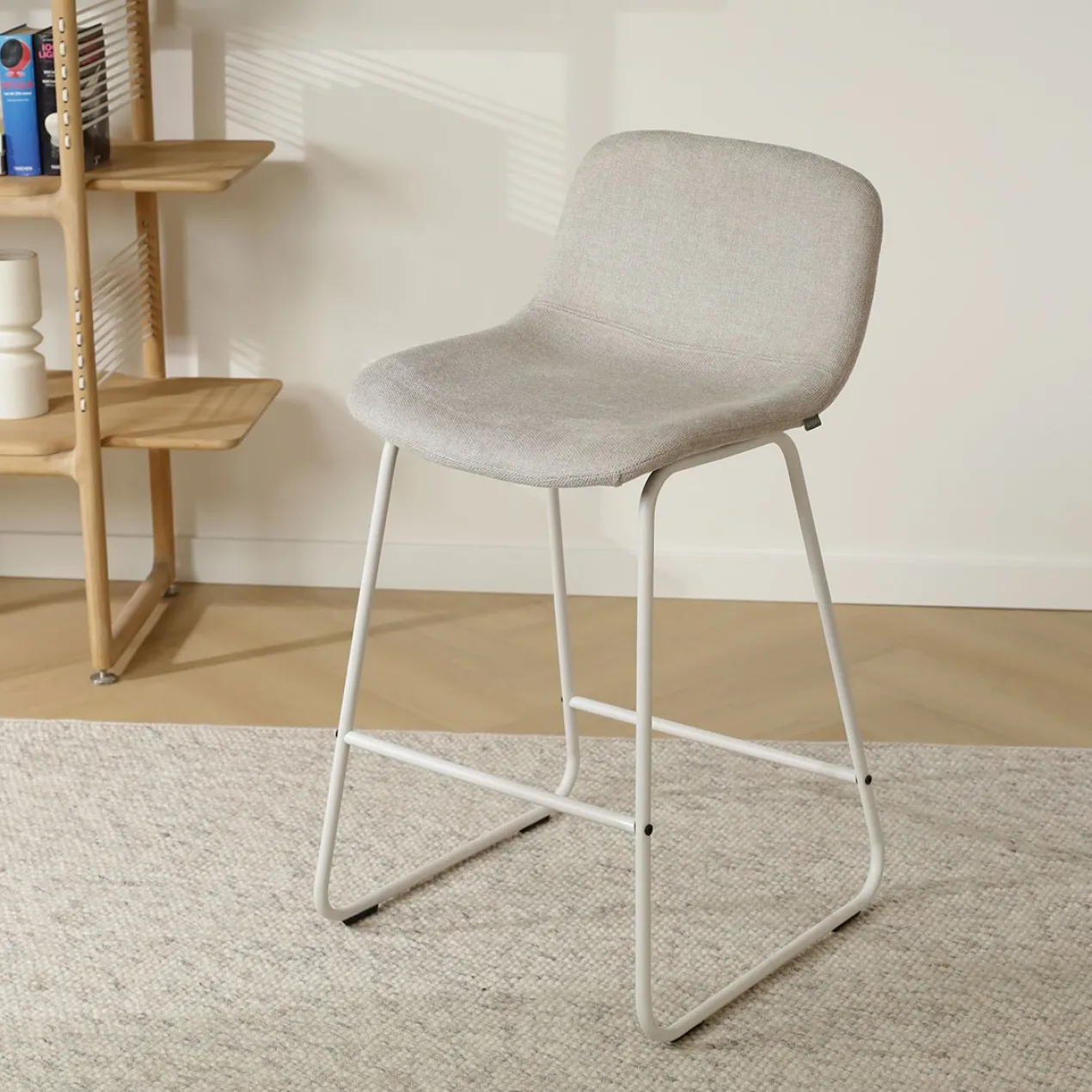 Barkruk Nino-Mats lichtgrijs - wit onderstel - 65 cm