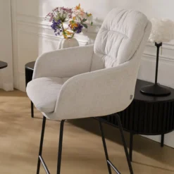 Barkruk Nino-Mia beige - zwart onderstel - 65 cm