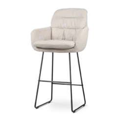 Barkruk Nino-Mia beige - zwart onderstel - 75 cm
