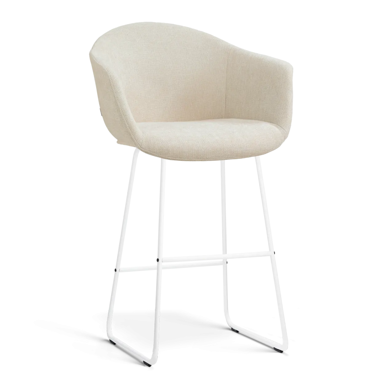 barkruk Nino-Otis H75 cm wit onderstel cottonbeige