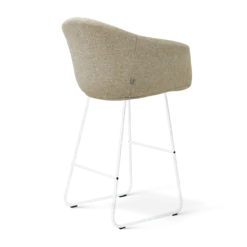 Barkruk Nino-Otis H75 cm wit onderstel taupe melange