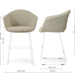 Barkruk Nino-Otis H65 cm wit onderstel taupe melange