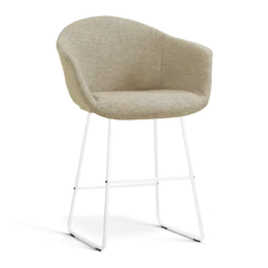 Barkruk Nino-Otis H65 cm wit onderstel taupe melange