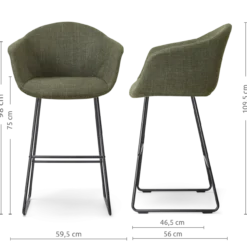 Barkruk Nino-Otis H75 cm zwart onderstel forestgroen