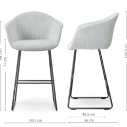 Barkruk Nino-Otis H75 cm zwart onderstel grijs melange