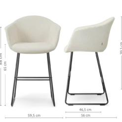 Barkruk Nino-Otis H65 cm zwart onderstel cottonbeige