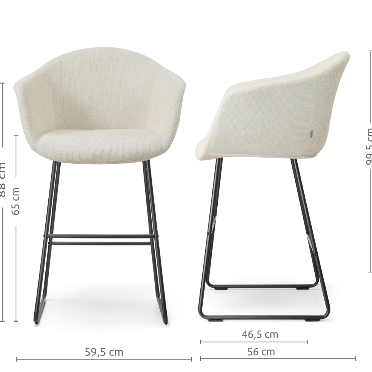 Barkruk Nino-Otis H65 cm zwart onderstel cottonbeige