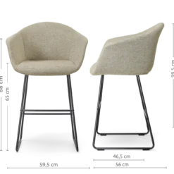Barkruk Nino-Otis H65 cm zwart onderstel taupe melange