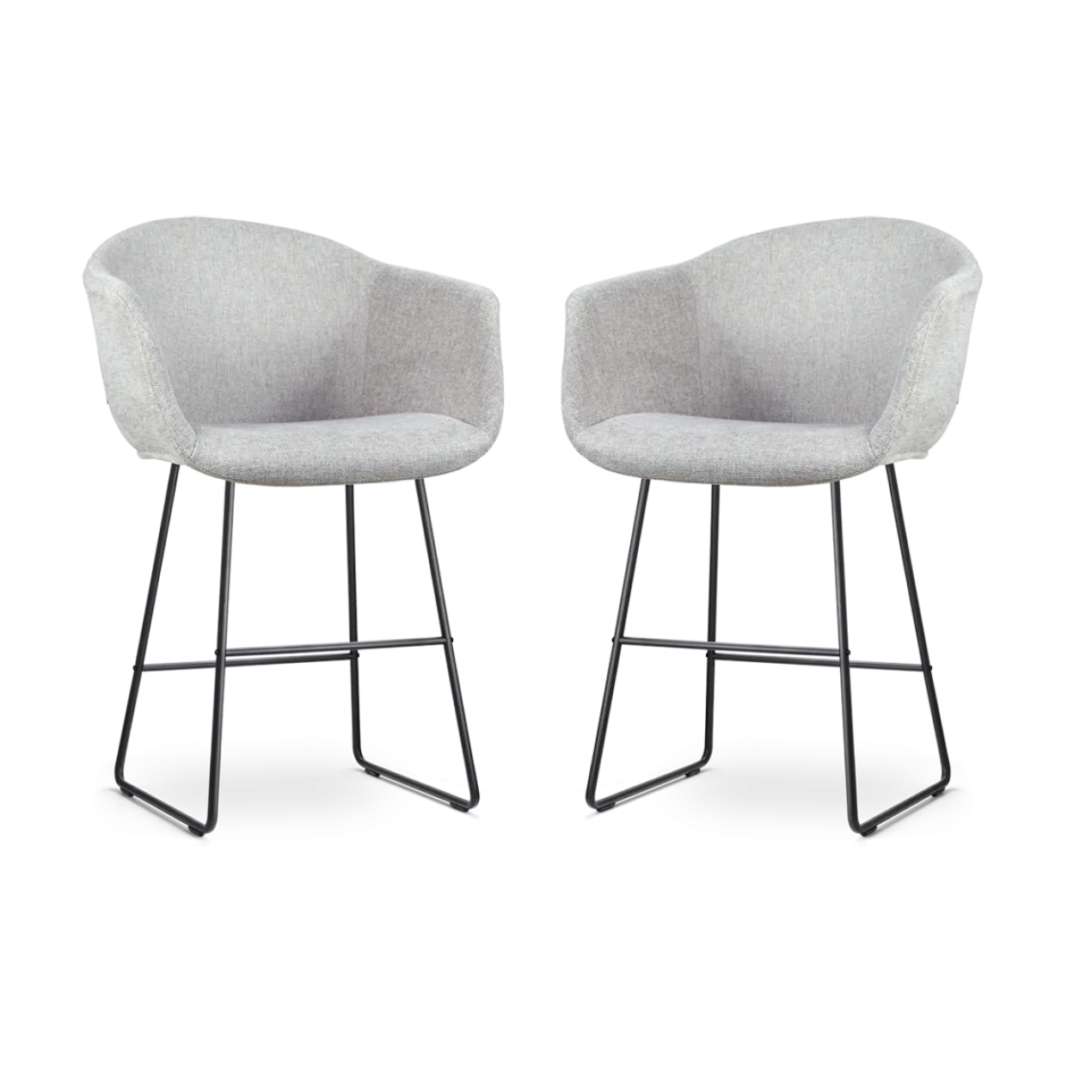 Barkruk Nino-Otis lichtgrijs - zwart - 65 cm - set van 2