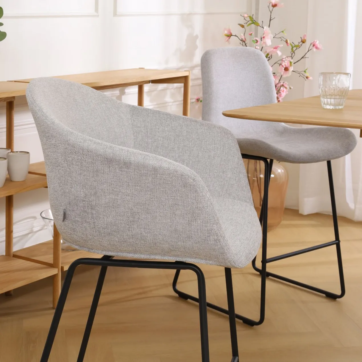 Barkruk Nino-Otis lichtgrijs - zwart - 65 cm - set van 2