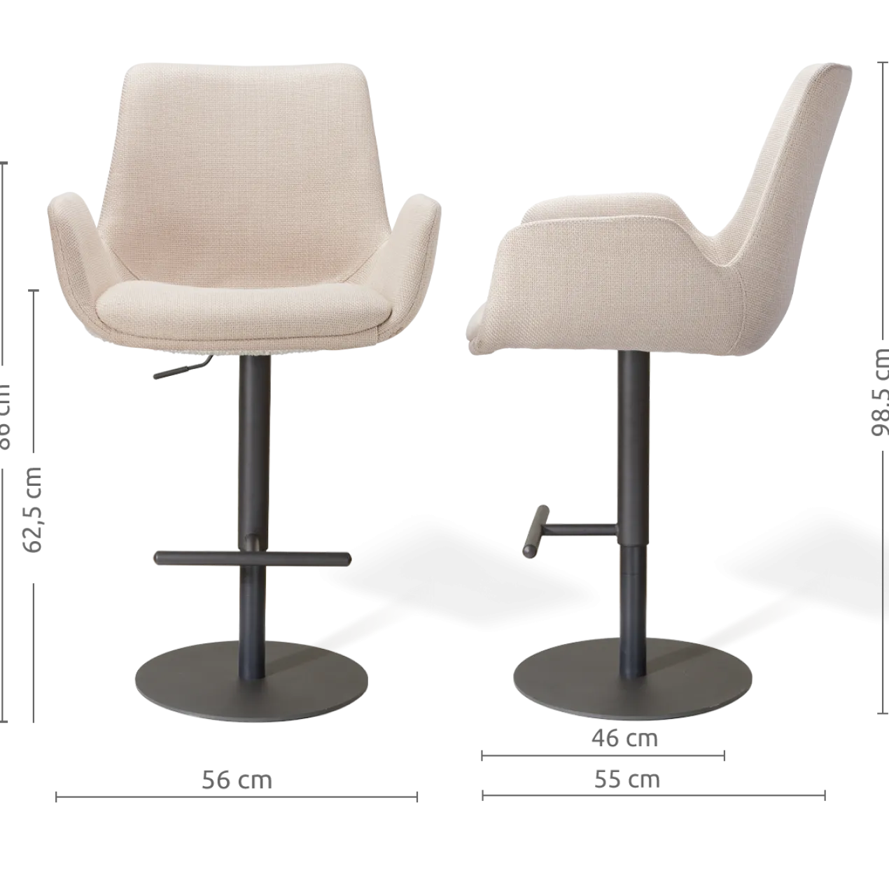 Barkruk Niva-Eef draaibaar tulp beige zwart