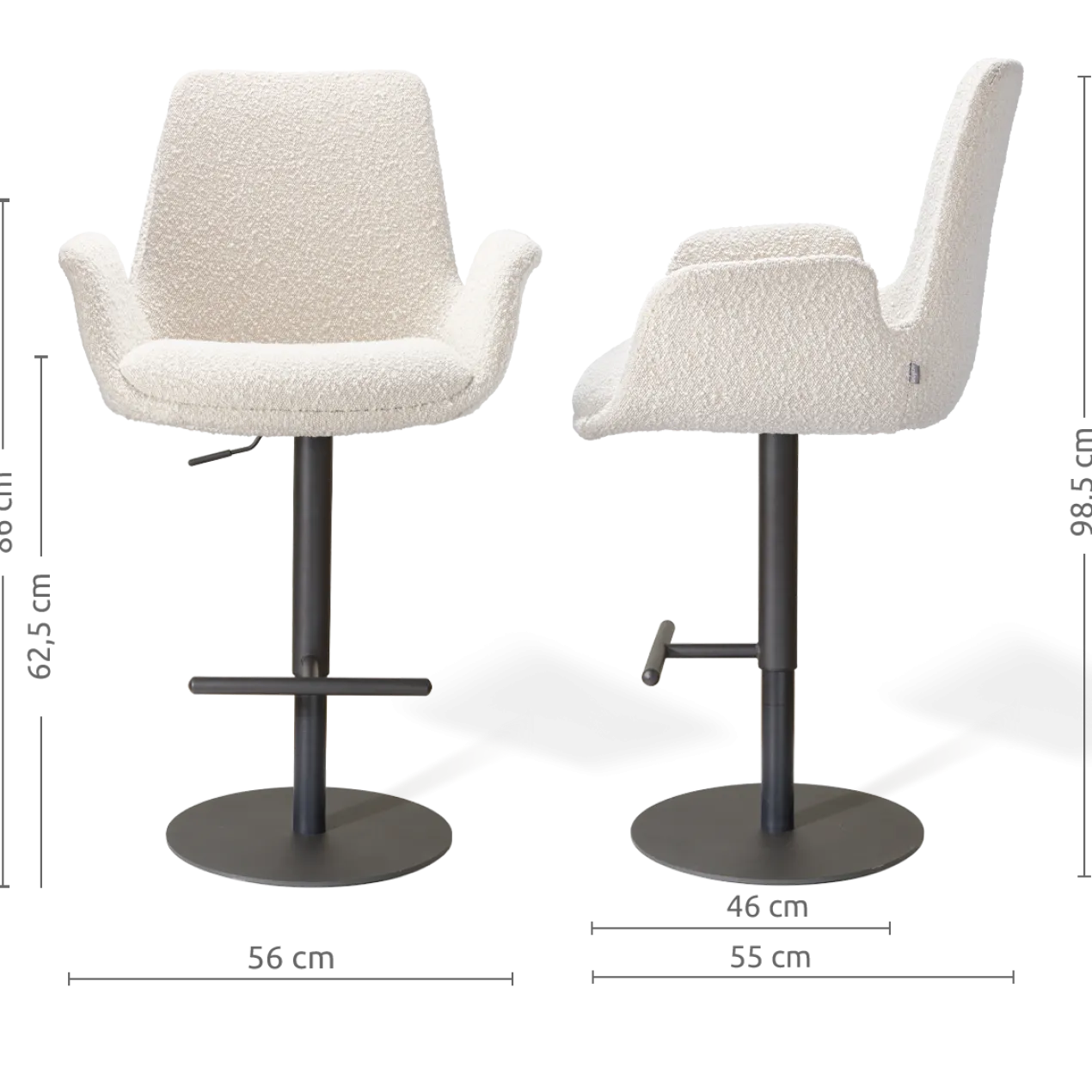 Barkruk Niva-Eef draaibaar tulp bouclé beige zwart