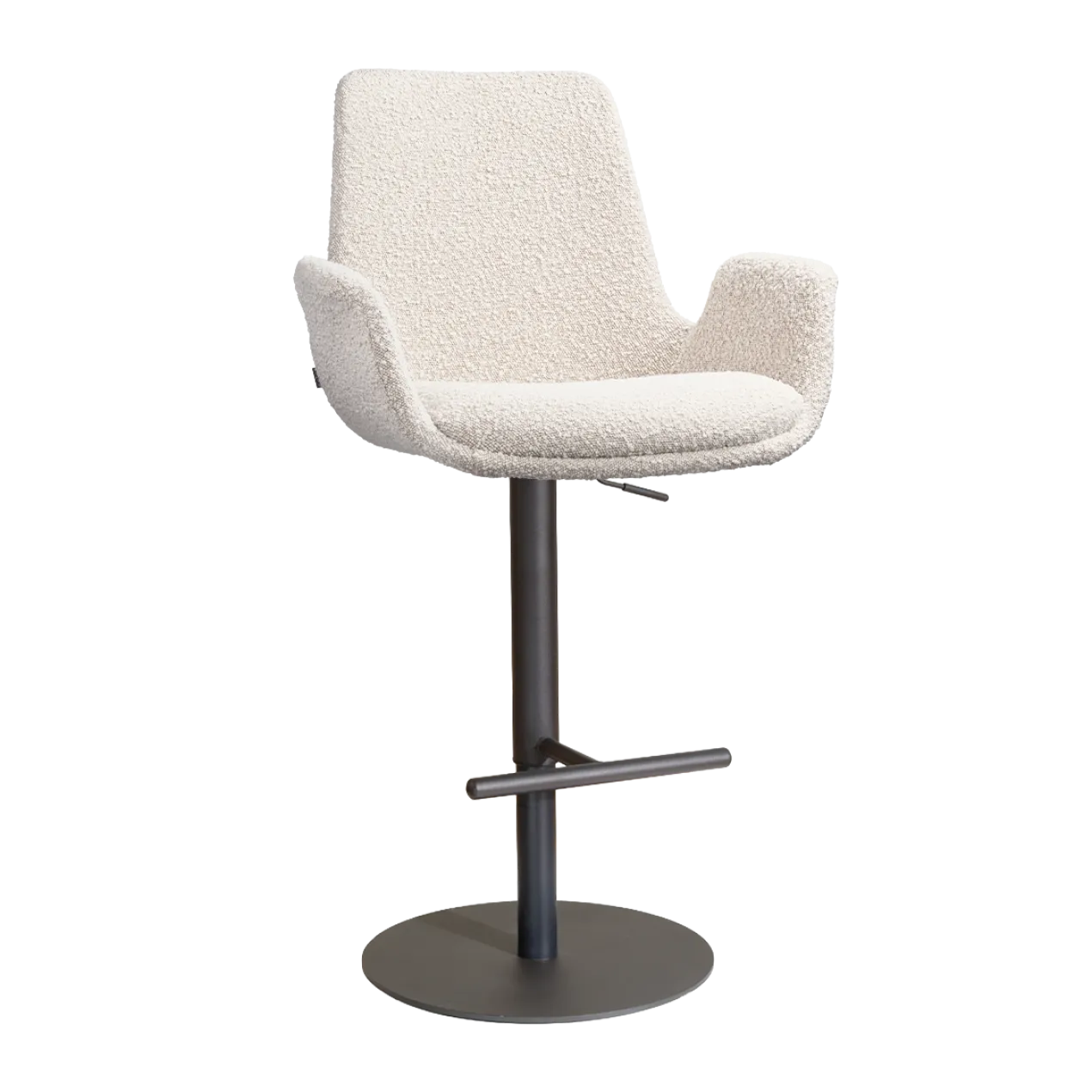 Barkruk Niva-Eef draaibaar tulp bouclé beige zwart