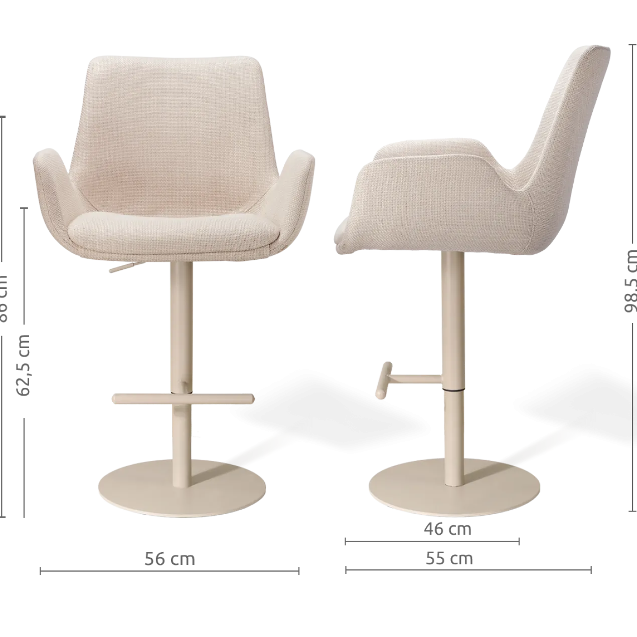 Barkruk Niva-Eef draaibare tulp beige Beige
