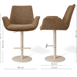 Barkruk Niva-Eef draaibare tulp bruin blend Beige