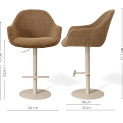 Barkruk Niva-Mae draaibare tulp bruin blend beige