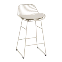 Barkruk Pleun H65 cm grijsbeige met zitkussen
