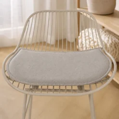 Barkruk Pleun H65 cm grijsbeige met zitkussen