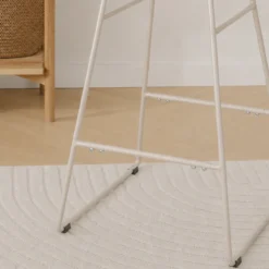 Barkruk Pleun H65 cm grijsbeige met zitkussen