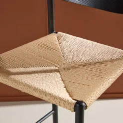 Barkruk Rian met rotan zitting zwart - 67 cm