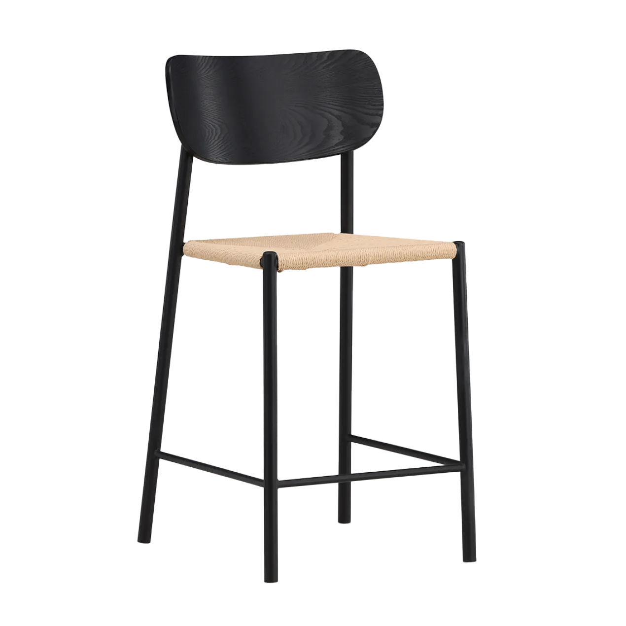 Barkruk Rian met rotan zitting zwart - 67 cm