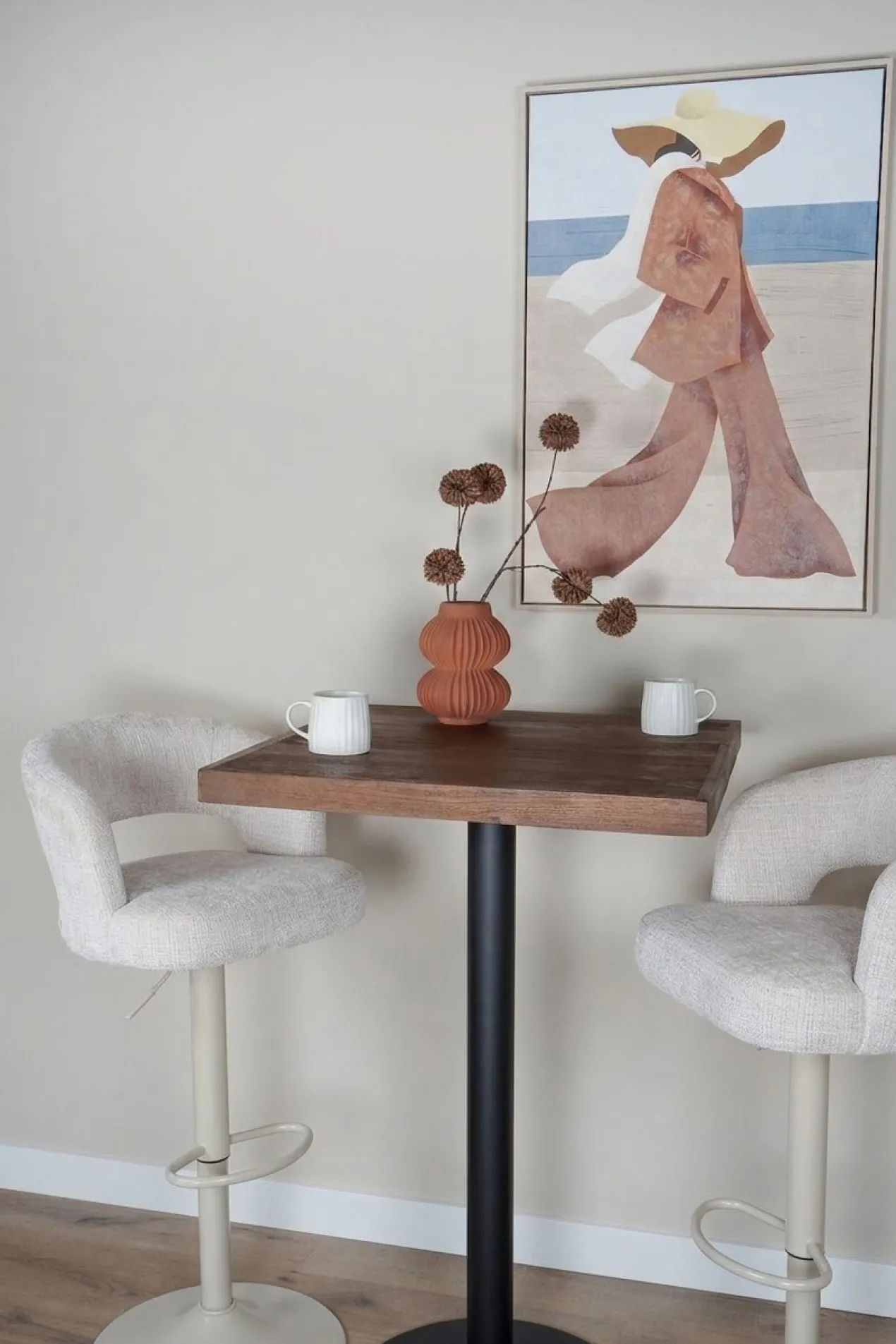 Barkruk Vince beige onderstel naturel