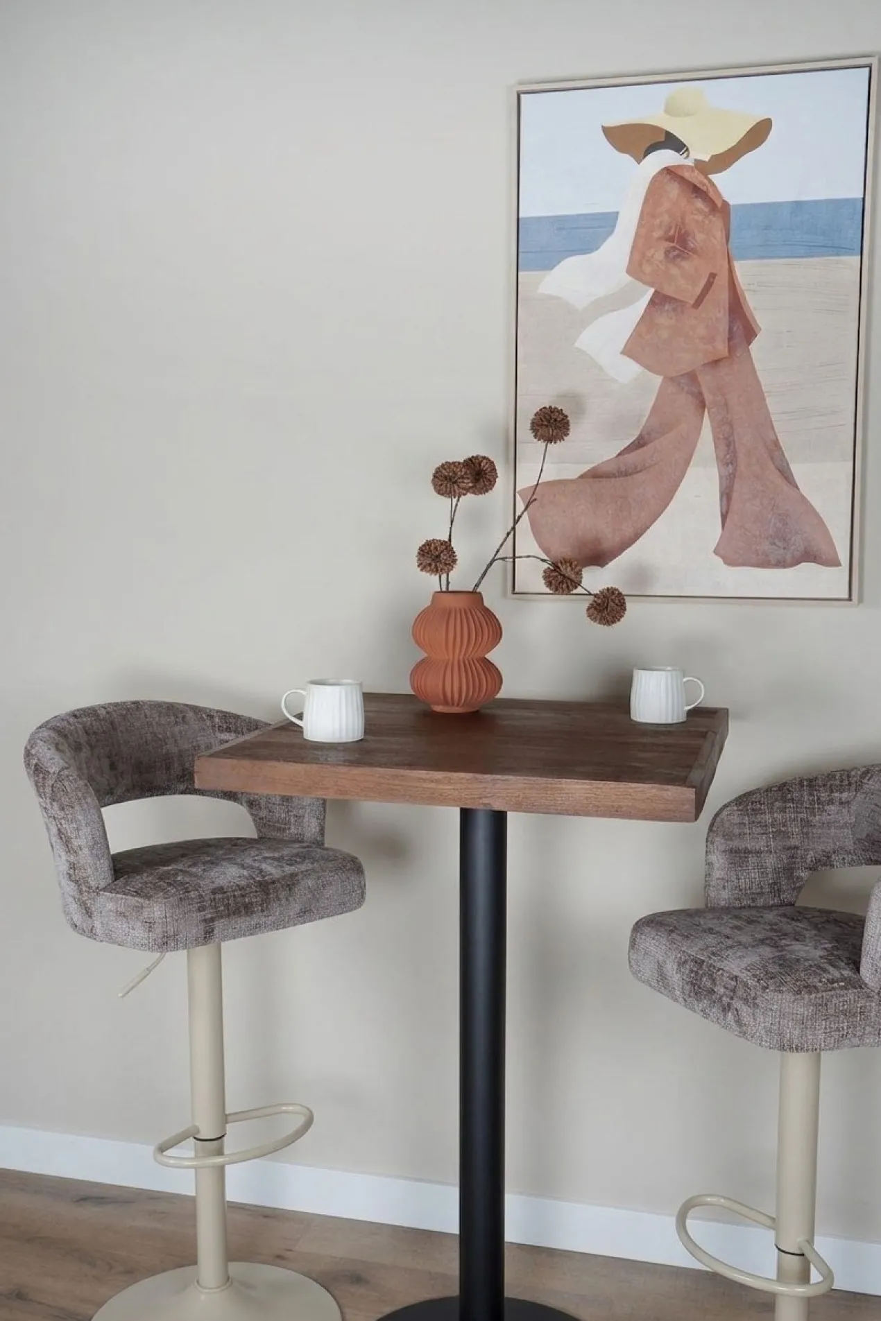 Barkruk Vince beige onderstel taupe