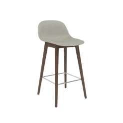 Barstoel Fiber 65 cm met rug en donker eiken onderstel grey