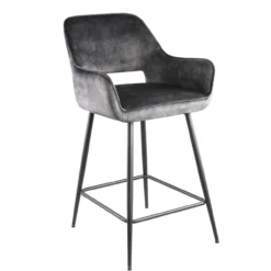 Barstoel Pim Velvet Antraciet M