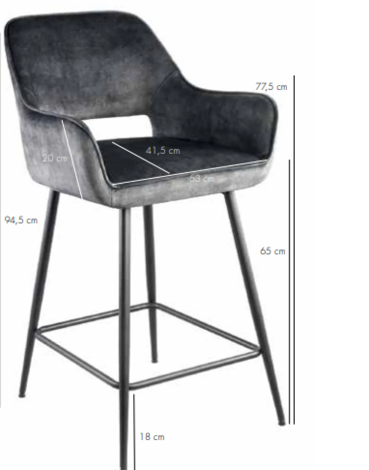 Barstoel Pim Velvet Groen M