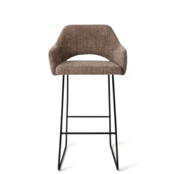 Barstoel Yanai bar slide checked chestnut