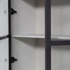Basic 4-deurs vitrinekast grenen mist [fsc]