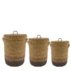 Basket with lid seagrass L