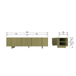 Basu tv meubel 200 cm grenen moss [fsc]