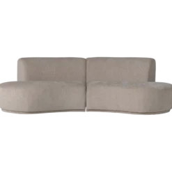 Batavier half ronde bank 4-zits velvet zand melange
