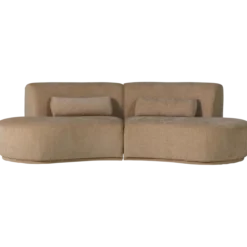 Batavier half ronde bank 4-zits velvet lichtbruin melange