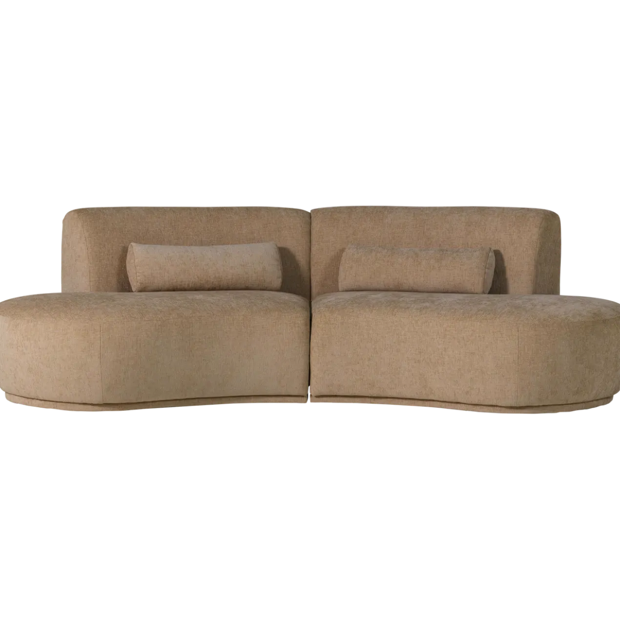 Batavier half ronde bank 4-zits velvet lichtbruin melange