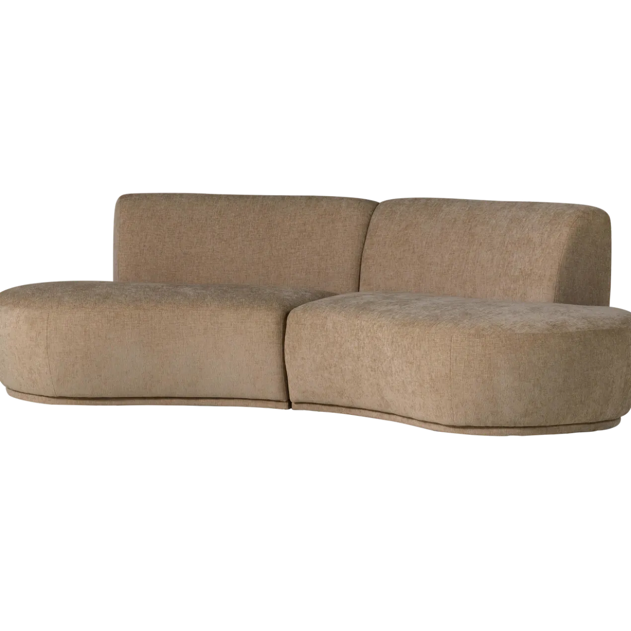 Batavier half ronde bank 4-zits velvet lichtbruin melange