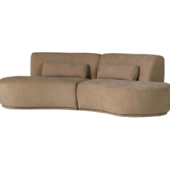 Batavier half ronde bank 4-zits velvet lichtbruin melange
