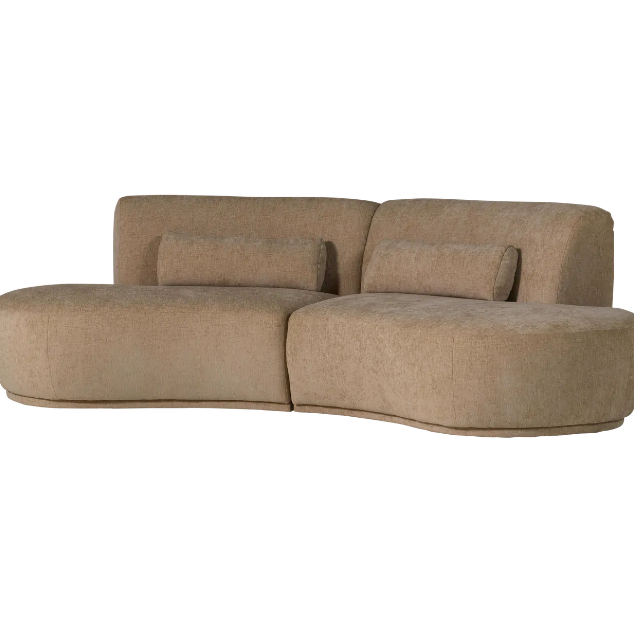 Batavier half ronde bank 4-zits velvet lichtbruin melange