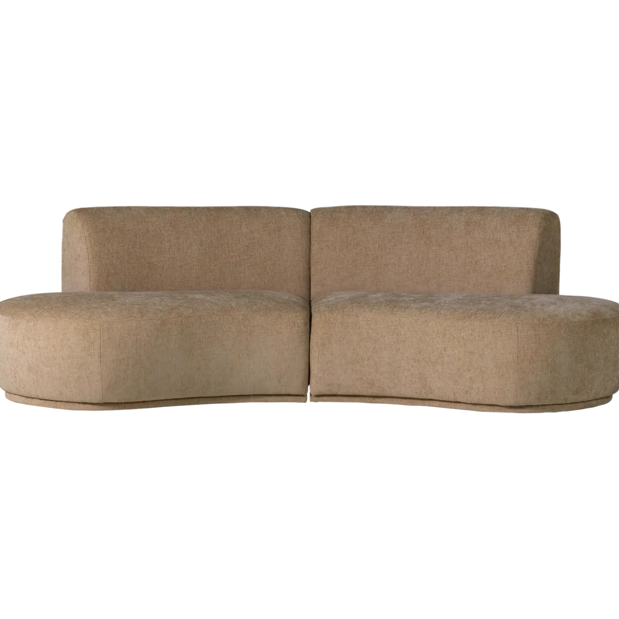 Batavier half ronde bank 4-zits velvet lichtbruin melange