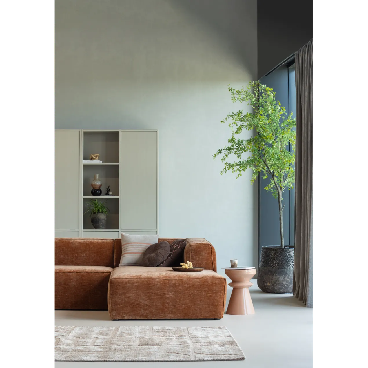 Bean hoekbank rechts chenille velvet terra