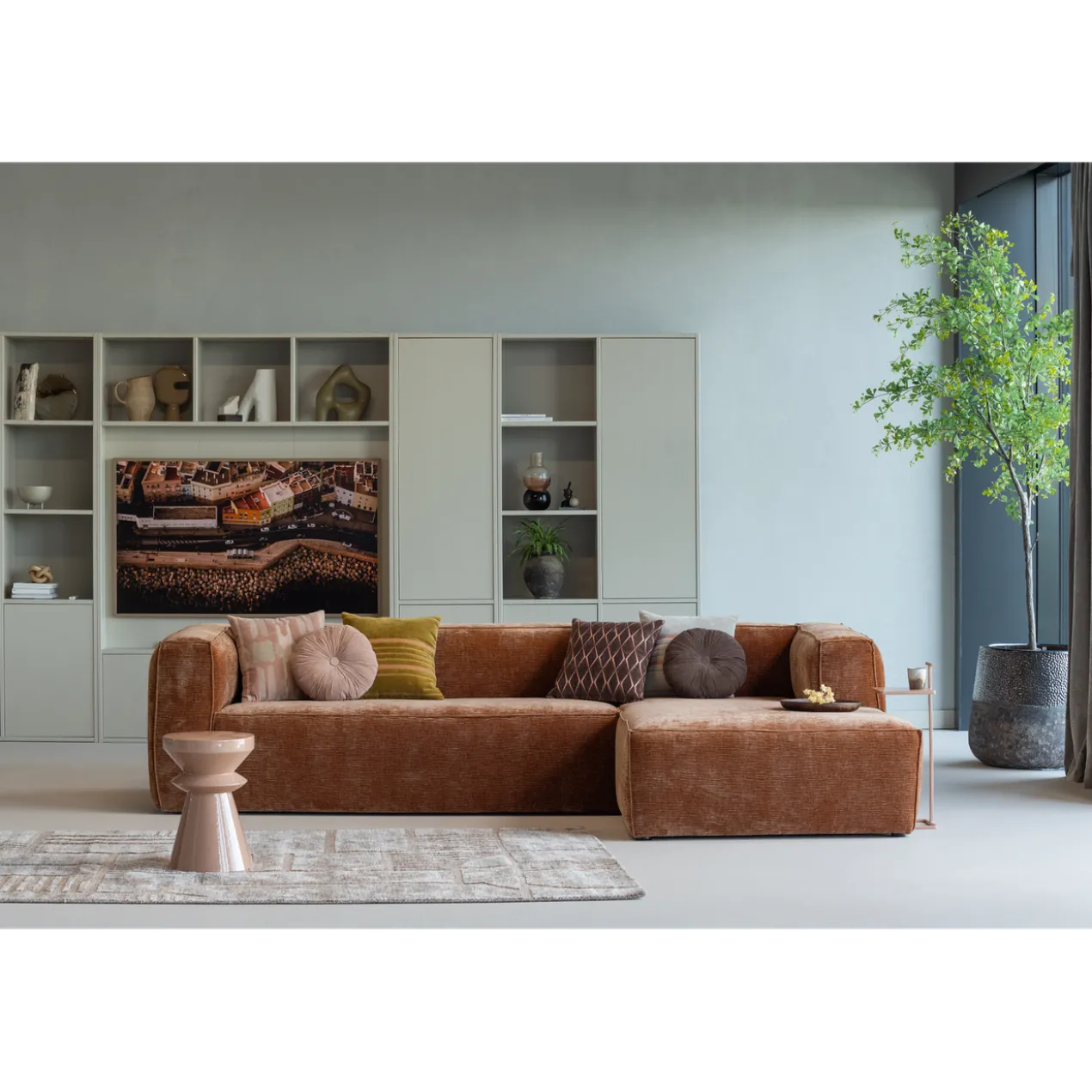 Bean hoekbank rechts chenille velvet terra