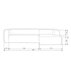 Bean hoekbank rechts grove melange stof travertin