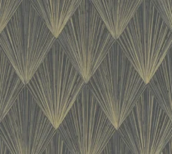 Behang Art deco bruin