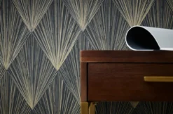 Behang Art deco bruin